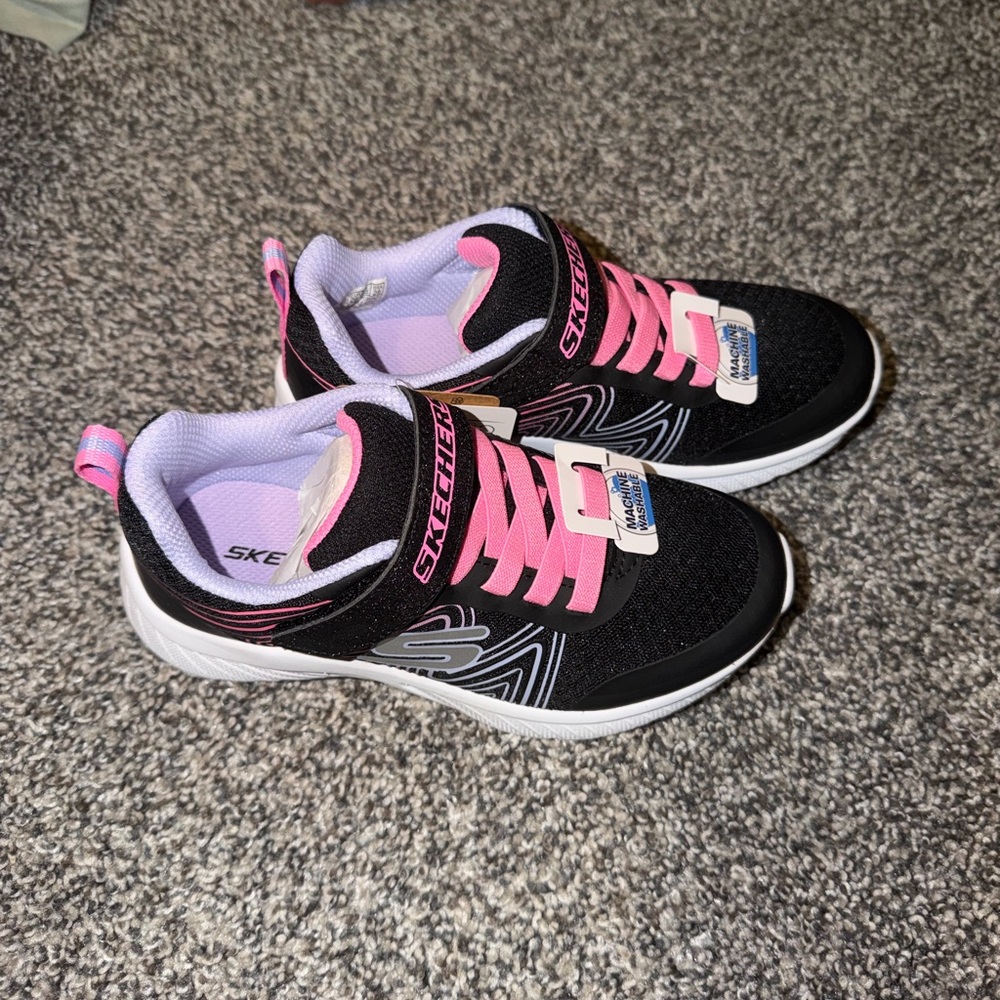 Skechers Kids Black and Pink Athletic Sneakers